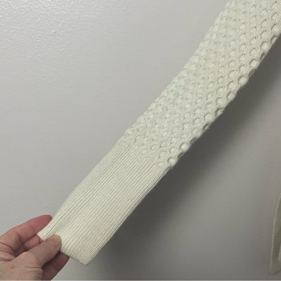 Athleta Tunic Sweater Checkerboard Knit High/Low Hem Cream Size Small - Picture 3 of 13